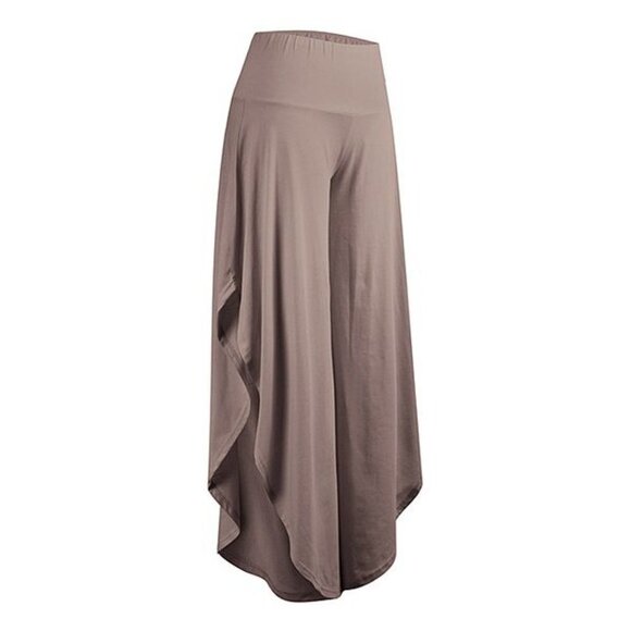 Khaki Side-Slit Palazzo Pants - Picture 1 of 1